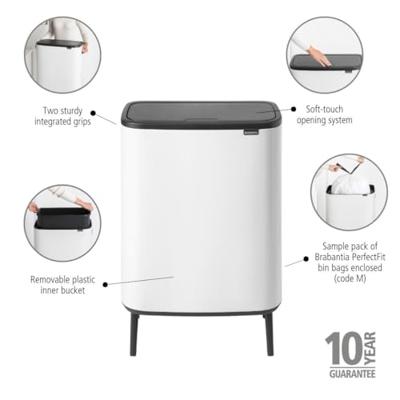 Brabantia Bo touch bin hi 60 liter white - thumbnail