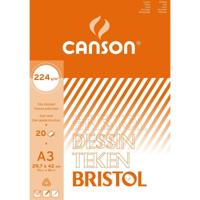Canson tekenpapier Bristol, 224 g, ft 29,7 x 42 cm, A3, blok van 20 vel - thumbnail