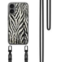iPhone 16 hoesje met zwart koord - Zebra Safari - thumbnail