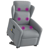 Sta-op-massagestoel elektrisch verstelbaar stof lichtgrijs - thumbnail
