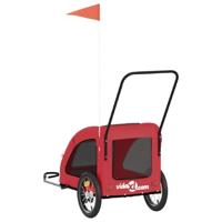 Hondenfietstrailer oxford stof en ijzer rood - thumbnail