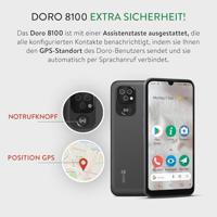 Doro 8100 4G smartphone senior - mobiele telefoon - waterdicht - triple camera - noodoproepknop met GPS - 6,1 inch scherm - gezichtsherkenning - Android (zwart) - thumbnail