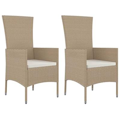 Tuinstoelen 2 st met kussens poly rattan beige Tuinstoelen 2 st met kussens poly rattan beige