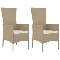 Tuinstoelen 2 st met kussens poly rattan beige - thumbnail