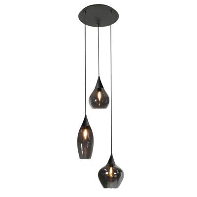 Highlight HanglampCambio zwart 3-lichts smoke glas - H5857.01