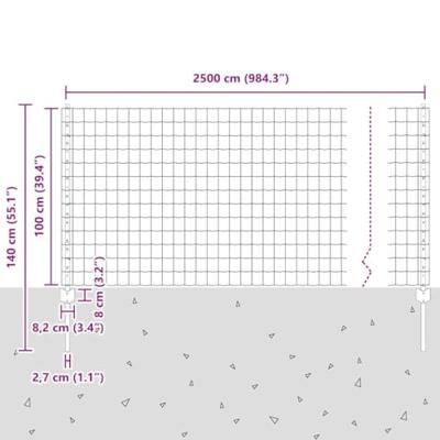 VidaXL Hek met paal groen 1 x 25 m staal