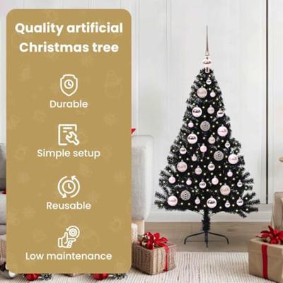VidaXL Kunstmatig voorverlicht kerstboom met 150 led zwart 120 cm pvc