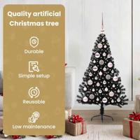 VidaXL Kunstmatig voorverlicht kerstboom met 150 led zwart 120 cm pvc - thumbnail