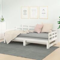 Slaapbank uitschuifbaar massief grenenhout wit 2x(80x200) cm - thumbnail
