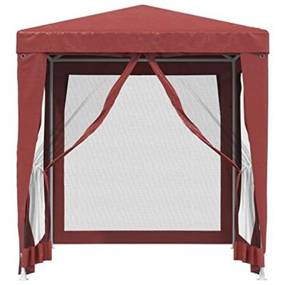 Partytent met 4 mesh zijwanden 2x2 m HDPE rood - thumbnail