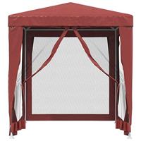 VidaXL Partytent met 4 mesh zijwanden 2x2 m hdpe rood - thumbnail