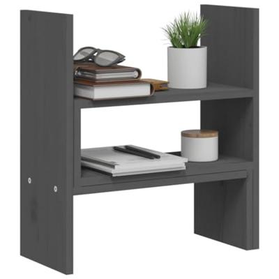 VidaXL Monitorstandaard (39-72)x17x43 cm massief grenenhout grijs VidaXL Monitorstandaard (39-72)x17x43 cm massief grenenhout grijs