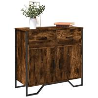 Dressoir 79.5x35,5x74,5 cm bewerkt hout gerookt eikenkleurig - thumbnail