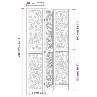 Kamerscherm met 3 panelen massief paulowniahout zwart