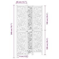 Kamerscherm met 3 panelen massief paulowniahout zwart - thumbnail