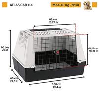 Ferplast ATLAR CAR 100, transportmand voor in de auto, incl. ventilatieroosters, Opbergvakken, Inclusief afvoerpad, 100 x 60 x H 66 cm Grijs - thumbnail