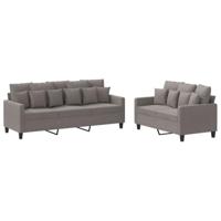 2-delige Loungeset met kussens stof taupe - thumbnail