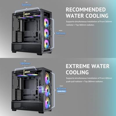 Antec FLUX Midi-tower PC-behuizing Zwart, Hout