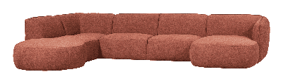 WOOOD Lounge U-Bank 'Polly' Links, Woven, kleur Roze
