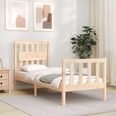 Bedframe met hoofdbord massief hout