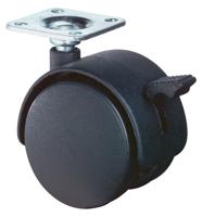 BS Rollen Dubbel zwenkwiel met rem | wiel-d. 40 mm draagvermogen 30 kg | met schroefplaat | polyamide zwart RAL 9005 | 1 stuk - F85.040.PL F85.040.PL - thumbnail