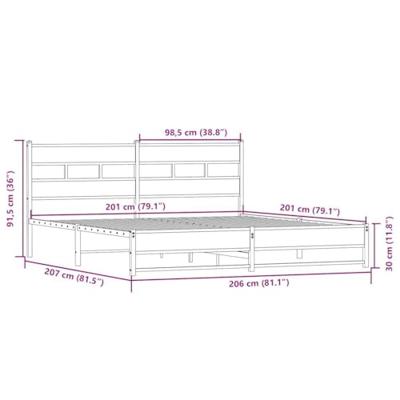 Bedframe zonder matras metaal sonoma eikenkleur 200x200 cm