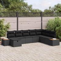 Tuinbankenset met kussen 8 pcs Zwart poly rattan - thumbnail