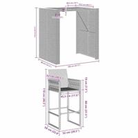 5-delige Tuinbarset zonder kussens poly rattan acacia grijs - thumbnail