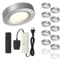 Set LED-opbouwspot met afstandsbediening Adria zilver 3W dimbaar IP44 1-12 stuks - thumbnail