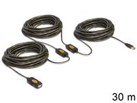 Delock 83453 USB-kabel USB 2.0 USB-A stekker, USB-A bus 30.00 m Zwart Vergulde steekcontacten, UL gecertificeerd - thumbnail