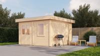 Lugarde Select Apeldoorn Modern tuinhuis met overkapping 300x250 cm + overkapping 400 cm 28 mm vuren blank - thumbnail