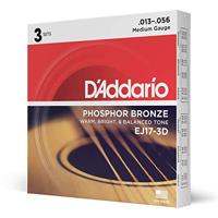 D&apos;Addario EJ17-3D snarenset voor akoestische gitaar (3 sets) - thumbnail