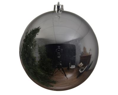 Decoris grote kerstbal plastic 25cm glans zilver