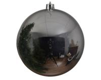 Decoris grote kerstbal plastic 25cm glans zilver - thumbnail