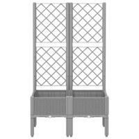 Plantenbak met latwerk 80x40x142 cm polypropeen lichtgrijs - thumbnail