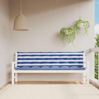 Tuinbankkussens 2 st gestreept 200x50x7 cm stof wit en blauw - thumbnail