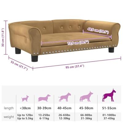 vidaXL Hondenmand 95x55x30 cm fluweel bruin