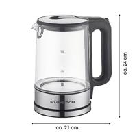 GourmetMaxx GOURMETmaxx Glas-Wasserkocher LED 1,7l 2200W Edelstahl/schwarz kabellos Waterkoker Kabelgebonden Aantal/Volume: 1.7 l Zwart/RVS, Glas - thumbnail