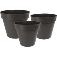 Bloembakken Fiore zwart set van 3 - thumbnail