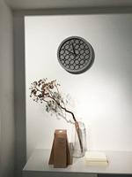 NeXtime ne-3212br wandklok dia. 39.5 cm, polyresin/hout, grijs - thumbnail