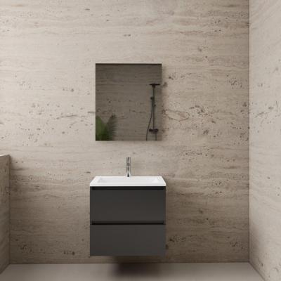 Badmeubel Boss & Wessing Paris 60 cm Mat Wit Wastafel Compleet Hoogglans Antraciet Boss & Wessing