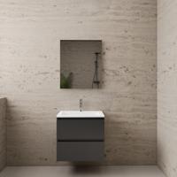 Badmeubel Boss & Wessing Paris 60 cm Mat Wit Wastafel Compleet Hoogglans Antraciet Boss & Wessing - thumbnail