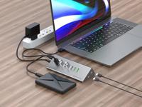 CONCEPTRONIC HUBBIES18G 10-in-1 60 W USB 3.0 Hub-oplader combi, 2-in-1 USB-C USB-A-kabel, USB 3.2 Gen 1 - thumbnail