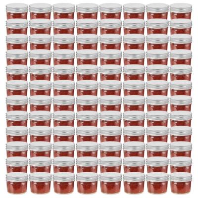 VidaXL Jampotten met zilverkleurige deksels 96 st 110 ml glas