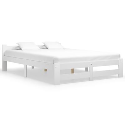 Bedframe massief grenenhout wit 180x200 cm