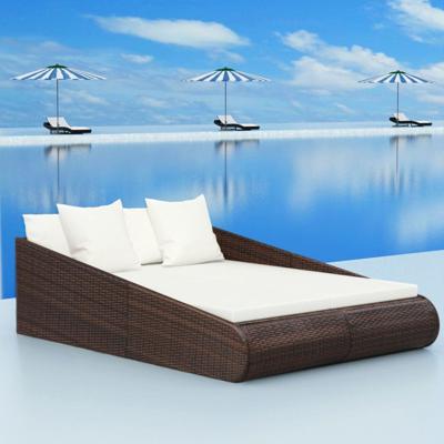 Tuinbed 110x200 cm poly rattan bruin