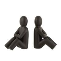 J-Line boekensteun P'tit Maurice - kunststof - zwart - 2 stuks - thumbnail