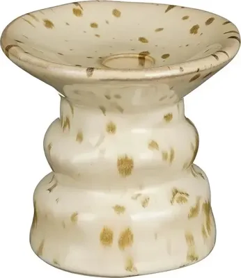 Mica Decorations kandelaar keramiek deco 11x11cm beige