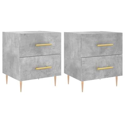 Nachtkastjes 2 st 40x35x47,5 cm bewerkt hout betongrijs