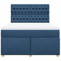 Boxspring met matras stof blauw 140x200 cm - thumbnail